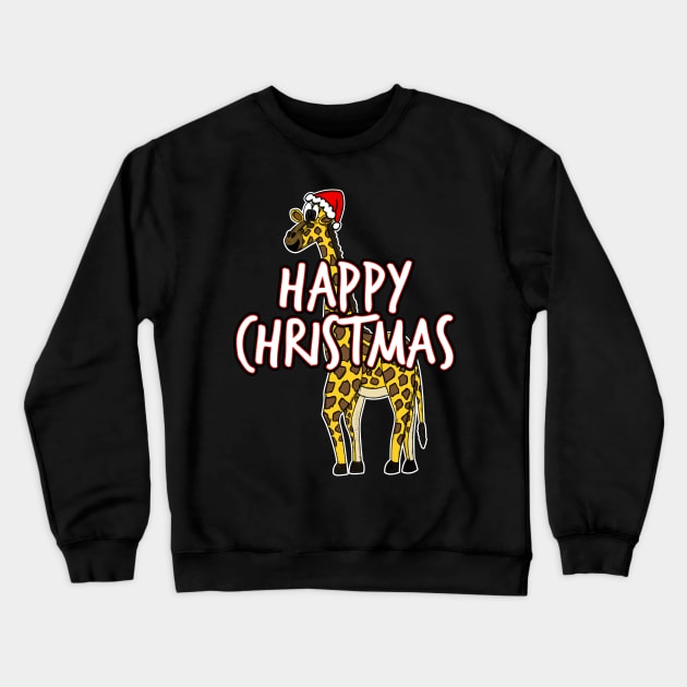 Christmas Giraffe Santa Hat Safari Animal Xmas 2021 Crewneck Sweatshirt by doodlerob